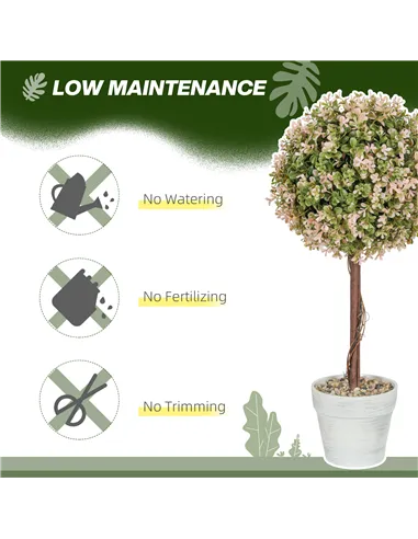 HOMCOM Set of 2 Decorative Artificial Plants, Murraya Flowers in Pot, Fake Plants for Home Indoor outdoor Decor, 60cm, Cream Whi