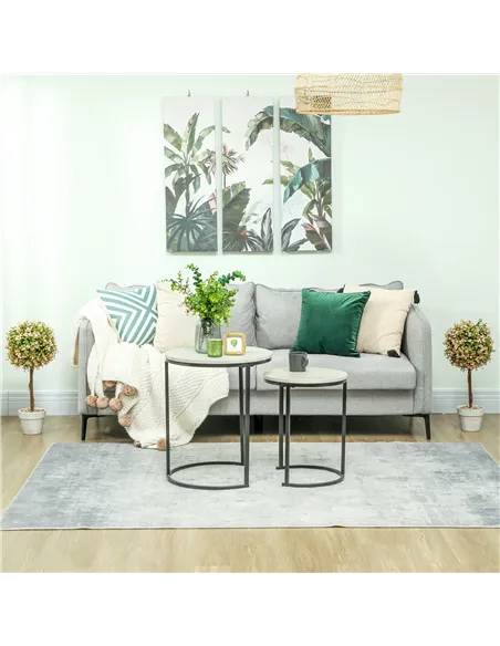 HOMCOM Set of 2 Decorative Artificial Plants, Murraya Flowers in Pot, Fake Plants for Home Indoor outdoor Decor, 60cm, Cream Whi