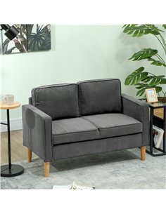 HOMCOM Small Two-Seater Corduroy Sofa - Grey 2