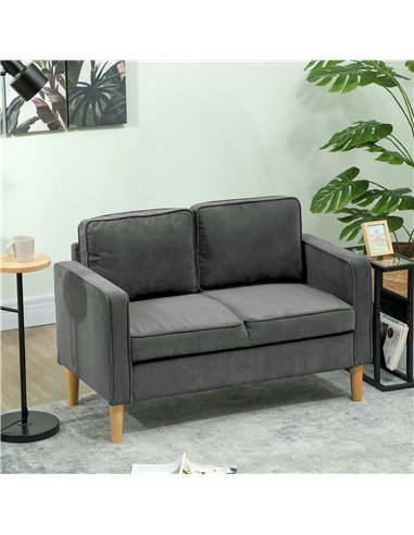 HOMCOM Small Two-Seater Corduroy Sofa - Grey