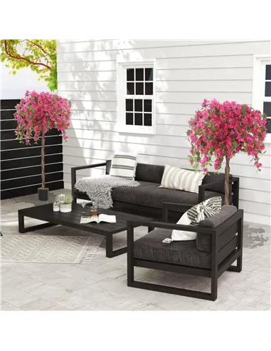 HOMCOM Set of 2 Decorative Artificial Plants, Murraya Flowers in Pots, Fake Plants for Home Indoor Decor, 120cm, Purple and Red