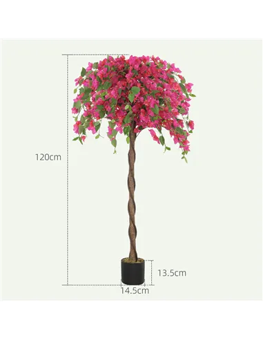 HOMCOM Set of 2 Decorative Artificial Plants, Murraya Flowers in Pots, Fake Plants for Home Indoor Decor, 120cm, Purple and Red