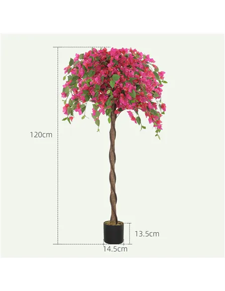 HOMCOM Set of 2 Decorative Artificial Plants, Murraya Flowers in Pots, Fake Plants for Home Indoor Decor, 120cm, Purple and Red