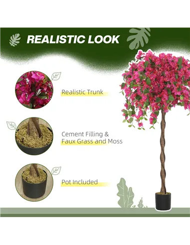 HOMCOM Set of 2 Decorative Artificial Plants, Murraya Flowers in Pots, Fake Plants for Home Indoor Decor, 120cm, Purple and Red