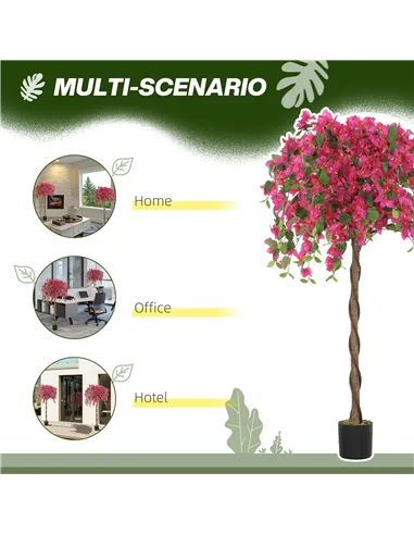 HOMCOM Set of 2 Decorative Artificial Plants, Murraya Flowers in Pots, Fake Plants for Home Indoor Decor, 120cm, Purple and Red