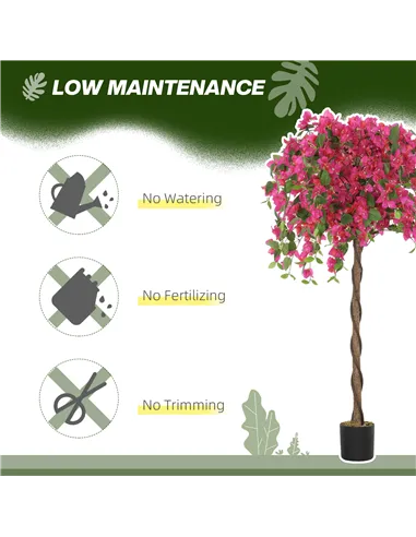 HOMCOM Set of 2 Decorative Artificial Plants, Murraya Flowers in Pots, Fake Plants for Home Indoor Decor, 120cm, Purple and Red