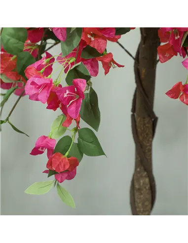 HOMCOM Set of 2 Decorative Artificial Plants, Murraya Flowers in Pots, Fake Plants for Home Indoor Decor, 120cm, Purple and Red