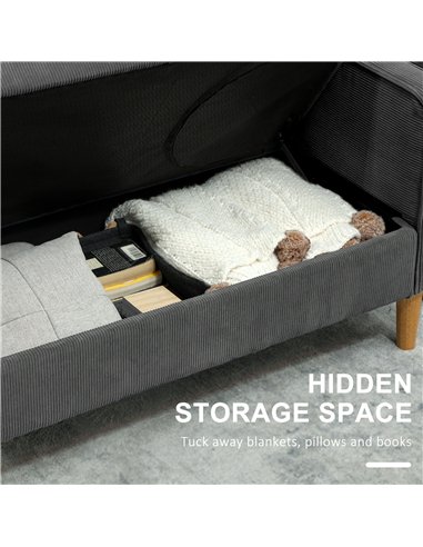 HOMCOM Small Two-Seater Corduroy Sofa - Grey