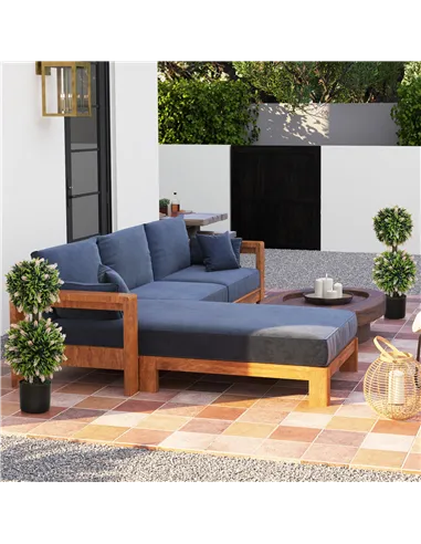 HOMCOM Set of 2 Decorative Artificial Plants Ball Trees with Lavender Flowers in Pot Fake Plants for Home Indoor Outdoor Decor, 