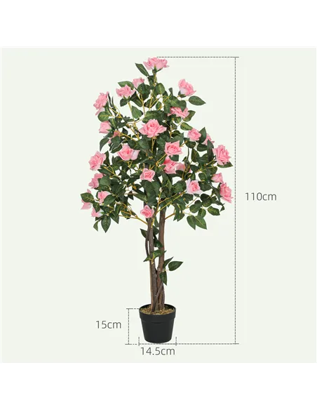 HOMCOM Set of Two Faux Rose Plants, with Pots