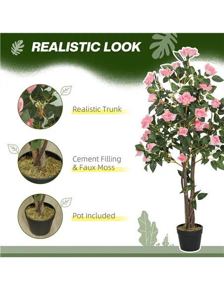 HOMCOM Set of Two Faux Rose Plants, with Pots