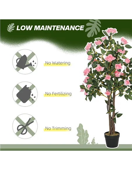 HOMCOM Set of Two Faux Rose Plants, with Pots