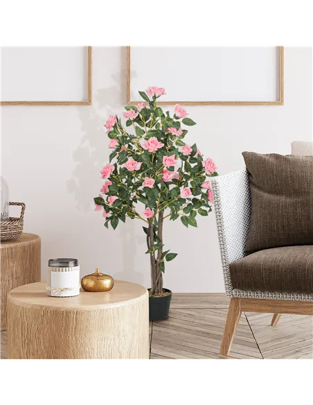HOMCOM Set of Two Faux Rose Plants, with Pots
