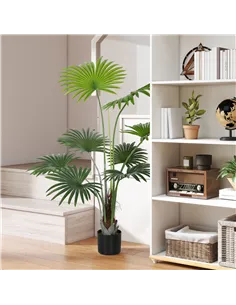 HOMCOM 145cm Artificial Palm Tree, Decorative Artificial Plant with Lifelike PEVA Leaves and Coconut Coir, Fake Tree with Plasti 2