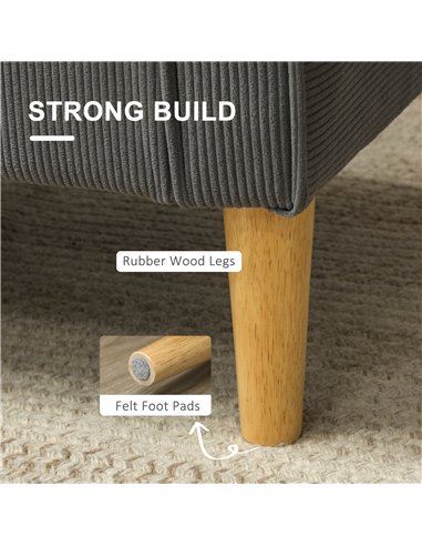 HOMCOM Small Two-Seater Corduroy Sofa - Grey