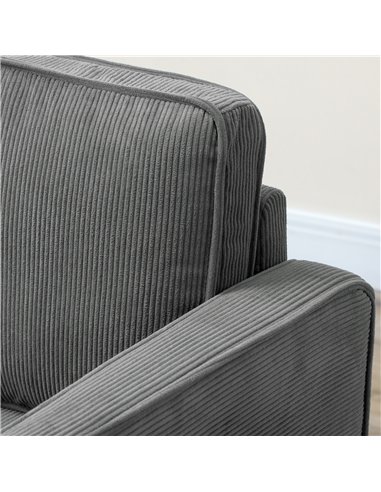 HOMCOM Small Two-Seater Corduroy Sofa - Grey