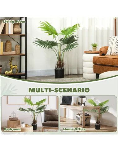 HOMCOM 94cm Artificial Palm Tree, Decorative Artificial Plant with Lifelike PEVA Leaves and Coconut Coir, Fake Tree with Plastic