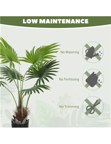 HOMCOM 94cm Artificial Palm Tree, Decorative Artificial Plant with Lifelike PEVA Leaves and Coconut Coir, Fake Tree with Plastic