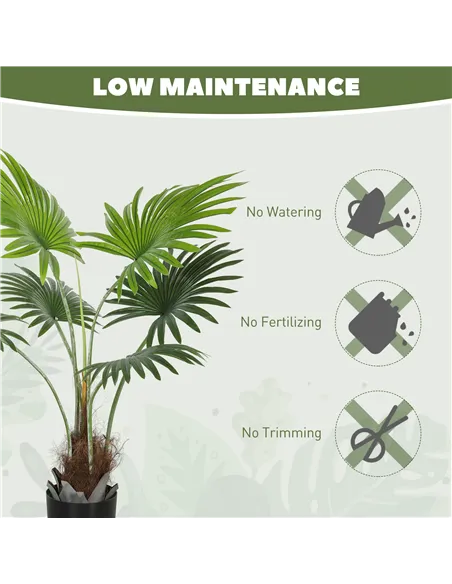 HOMCOM 94cm Artificial Palm Tree, Decorative Artificial Plant with Lifelike PEVA Leaves and Coconut Coir, Fake Tree with Plastic