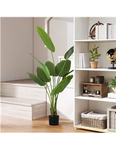 HOMCOM 160cm Tall Artificial Bird of Paradise Plant, Faux Banana Leaf Tree with PEVA Leaves and Flocking, Decorative Palm Tree i 2