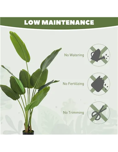 HOMCOM 160cm Tall Artificial Bird of Paradise Plant, Faux Banana Leaf Tree with PEVA Leaves and Flocking, Decorative Palm Tree i