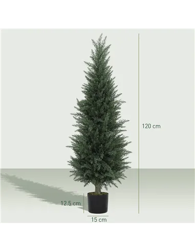 HOMCOM Set of Two Artificial Cypress Trees - Green