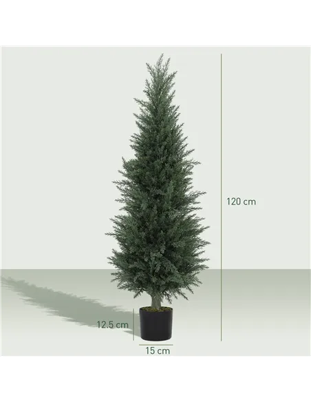 HOMCOM Set of Two Artificial Cypress Trees - Green