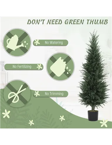 HOMCOM Set of Two Artificial Cypress Trees - Green