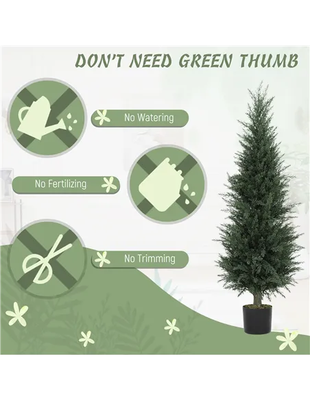 HOMCOM Set of Two Artificial Cypress Trees - Green