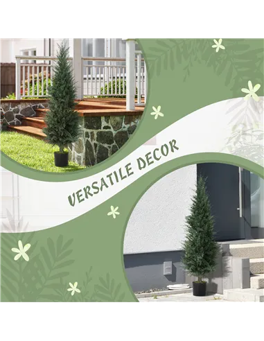 HOMCOM Set of Two Artificial Cypress Trees - Green