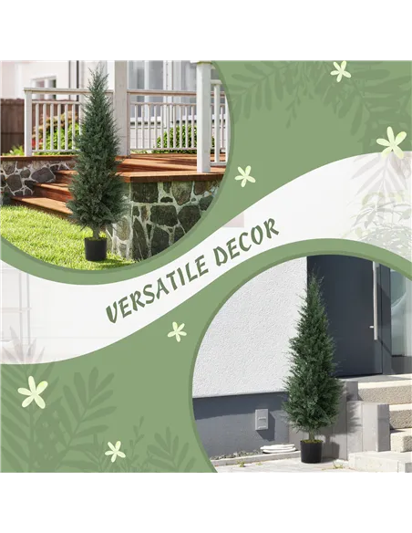 HOMCOM Set of Two Artificial Cypress Trees - Green