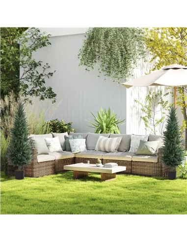 HOMCOM Set of Two Artificial Cypress Trees - Green