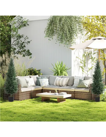 HOMCOM Set of Two Artificial Cypress Trees - Green