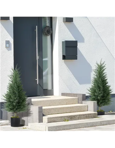 HOMCOM Set of 2 Decorative Artificial Plant, 90 cm Cypress Tree with 362 Leaves in Pot, UV-Resistant Plastic Fake Tree for Indoo