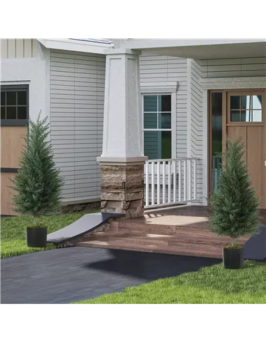 HOMCOM Set of 2 Decorative Artificial Plant, 90 cm Cypress Tree with 362 Leaves in Pot, UV-Resistant Plastic Fake Tree for Indoo