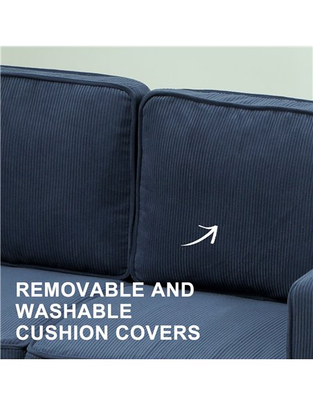 HOMCOM Small Two-Seater Corduroy Sofa - Blue