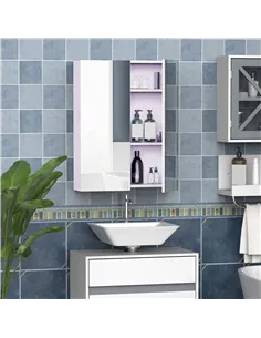 HOMCOM Mirror Cabinet, Wall Mount Bathroom Storage Cabinet with Adjustable Shelf, Double Door Cupboard, 60 x 15 x 75 cm, White 2