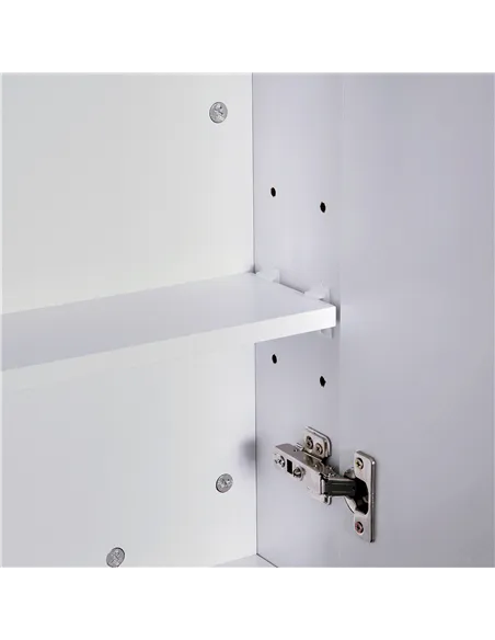 HOMCOM Mirror Cabinet, Wall Mount Bathroom Storage Cabinet with Adjustable Shelf, Double Door Cupboard, 60 x 15 x 75 cm, White