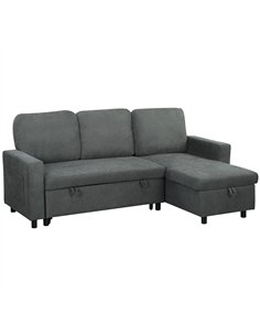 HOMCOM L Sofa Bed, with Storage - Charcoal Grey