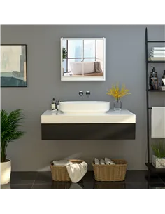 HOMCOM Bathroom Mirror Cabinet Wall Mounted Storage Shelf Bathroom Cupboard Double Door, White 2