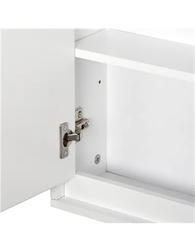 HOMCOM Bathroom Mirror Cabinet Wall Mounted Storage Shelf Bathroom Cupboard Double Door, White