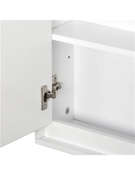 HOMCOM Bathroom Mirror Cabinet Wall Mounted Storage Shelf Bathroom Cupboard Double Door, White