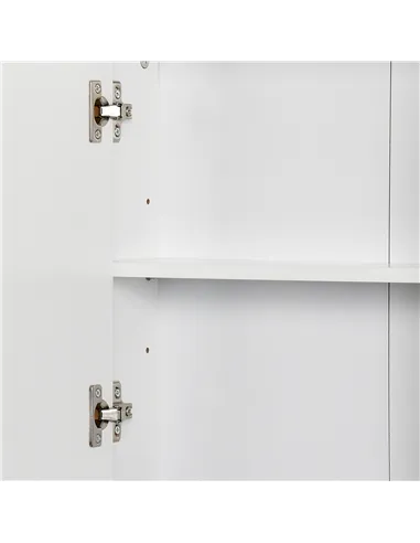 HOMCOM Bathroom Mirror Cabinet Wall Mounted Storage Shelf Bathroom Cupboard Double Door, White