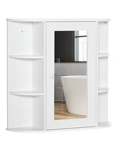 HOMCOM Wall Mounted Bathroom Cabinet with Mirror Single Door Storage Organizer 2-tier Inner Shelves White