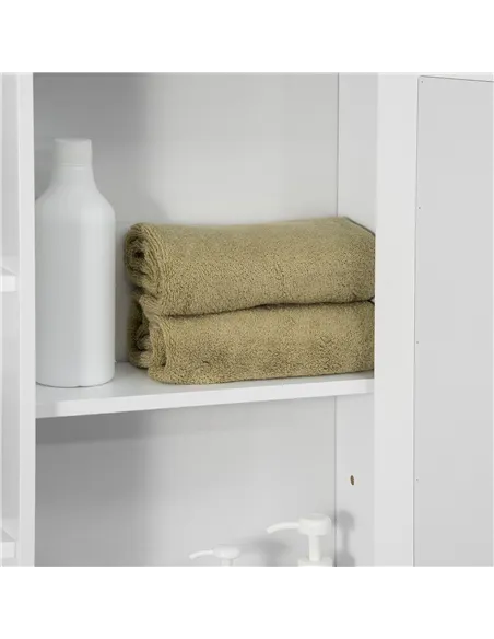 HOMCOM Wall Mounted Bathroom Cabinet with Mirror Single Door Storage Organizer 2-tier Inner Shelves White