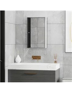 HOMCOM Stainless Steel Wall mounted Bathroom Mirror Cabinet 2 Shelves Storage Unit Furniture w/Single Door (60H x 40L x 13D (cm) 2