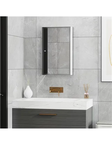 HOMCOM Stainless Steel Wall mounted Bathroom Mirror Cabinet 2 Shelves Storage Unit Furniture w/Single Door (60H x 40L x 13D (cm)