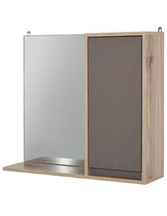 HOMCOM Bathroom Mirror Cabinet, Wall-Mounted Bathroom Cabinet with Mirror and Adjustable Inner Shelf,  57L x 14.2W x49.2H cm