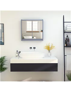 HOMCOM Wall Mounted Mirror Cabinet with Storage Shelf Bathroom Cupboard Double Door Grey 2