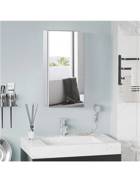 HOMCOM Stainless Steel Wall-mounted Bathroom Mirror Storage Cabinet 300mm (W)